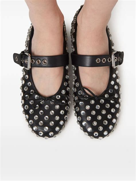 miu miu leather ballerina|Miu Miu Studded Leather Ballerina Shoes .